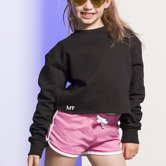 Girls MV Crop Slounge Sweatshirt - Black