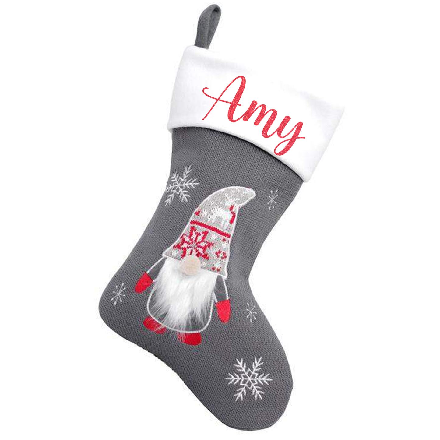 Grey Gonk Personalised Stocking