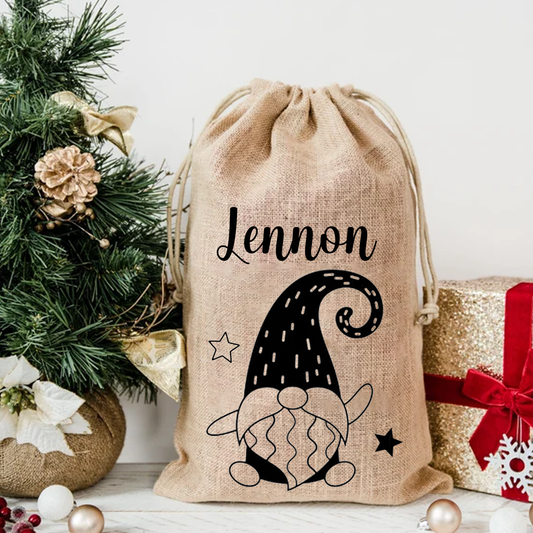 Christmas Gonk Traditional Jute Hessian Santa Sack