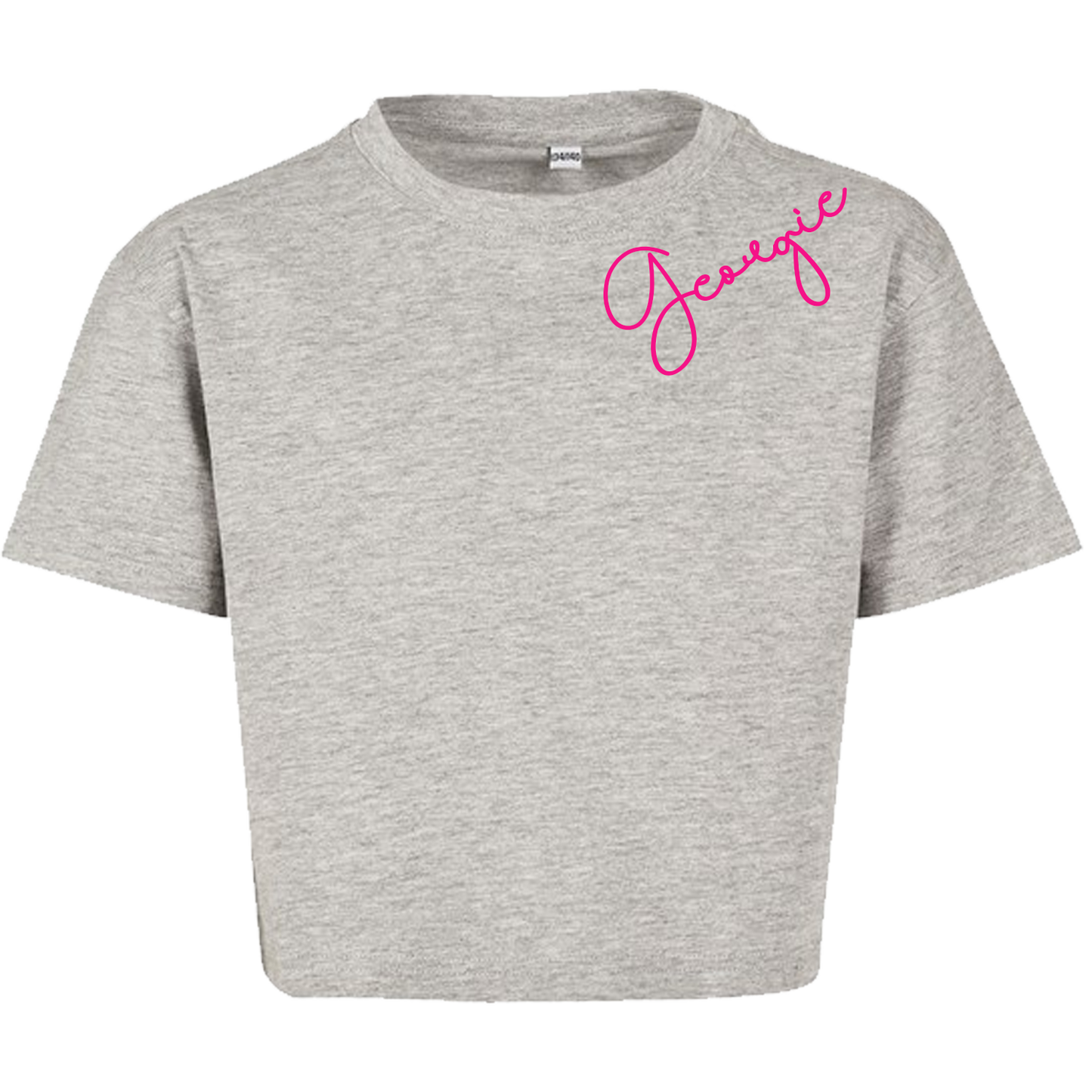 Girls Grey Crop Personalised Name Top