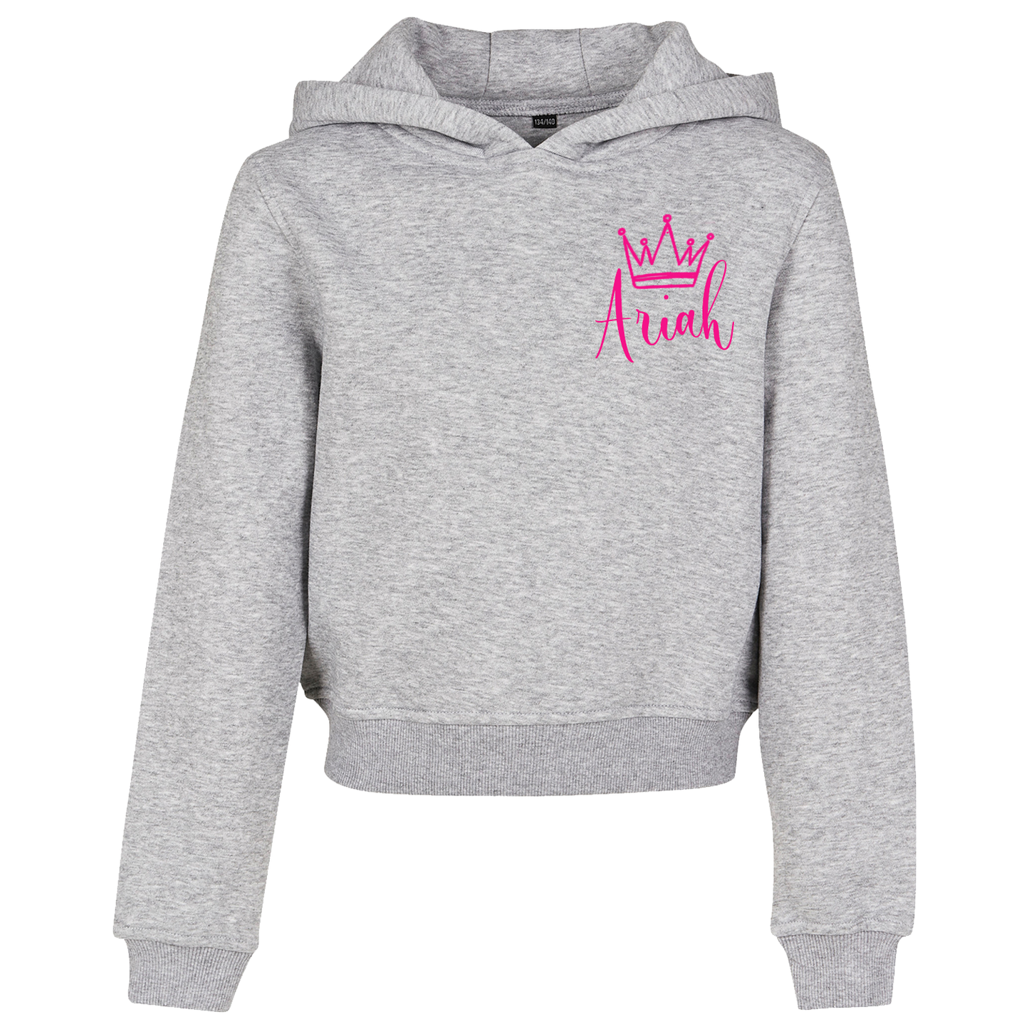 Personalised Crown Grey Crop Hoodie