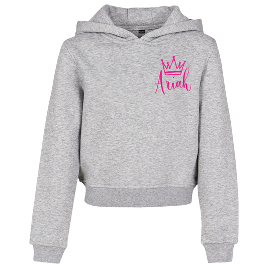 Personalised Crown Grey Crop Hoodie