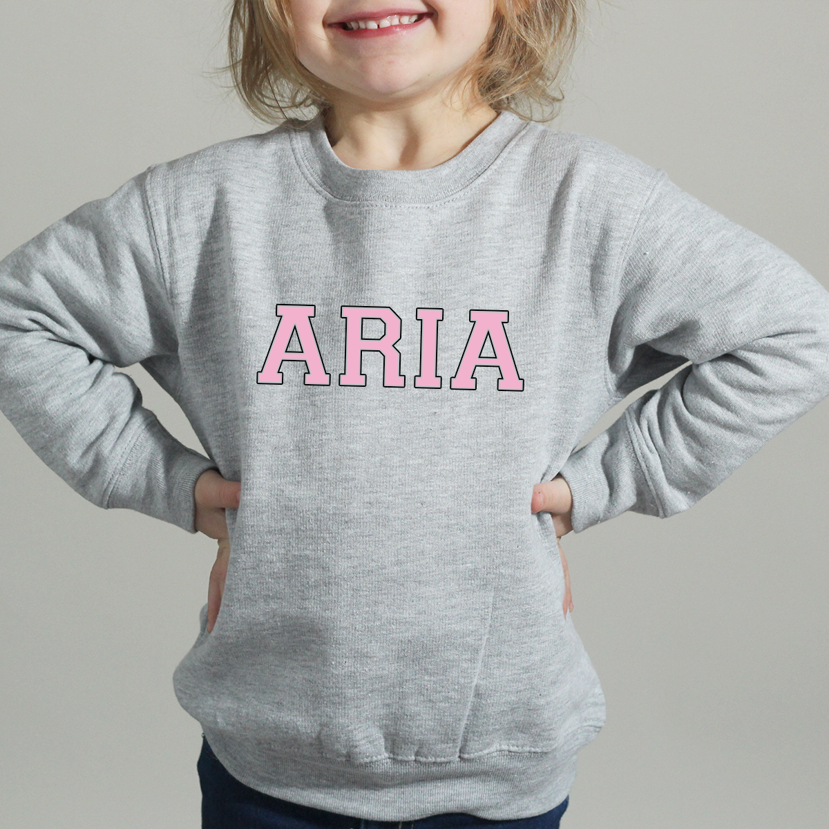 MiniVIP© Personalised Varisty Letters Grey Sweatshirt