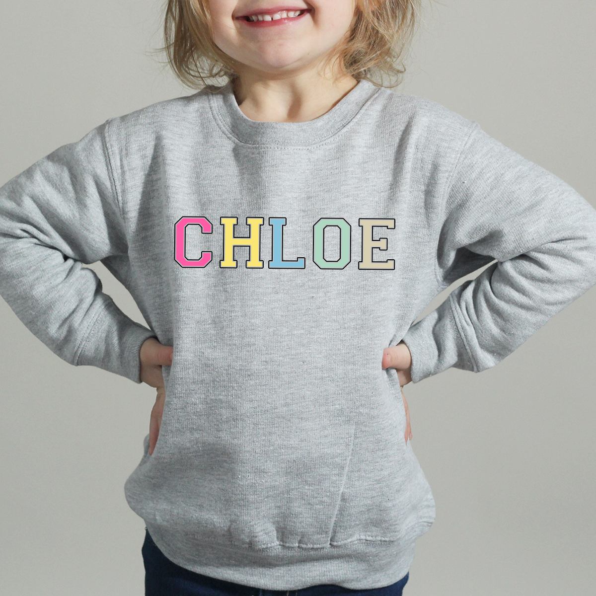 MiniVIP© Personalised Varisty Letters Grey Sweatshirt