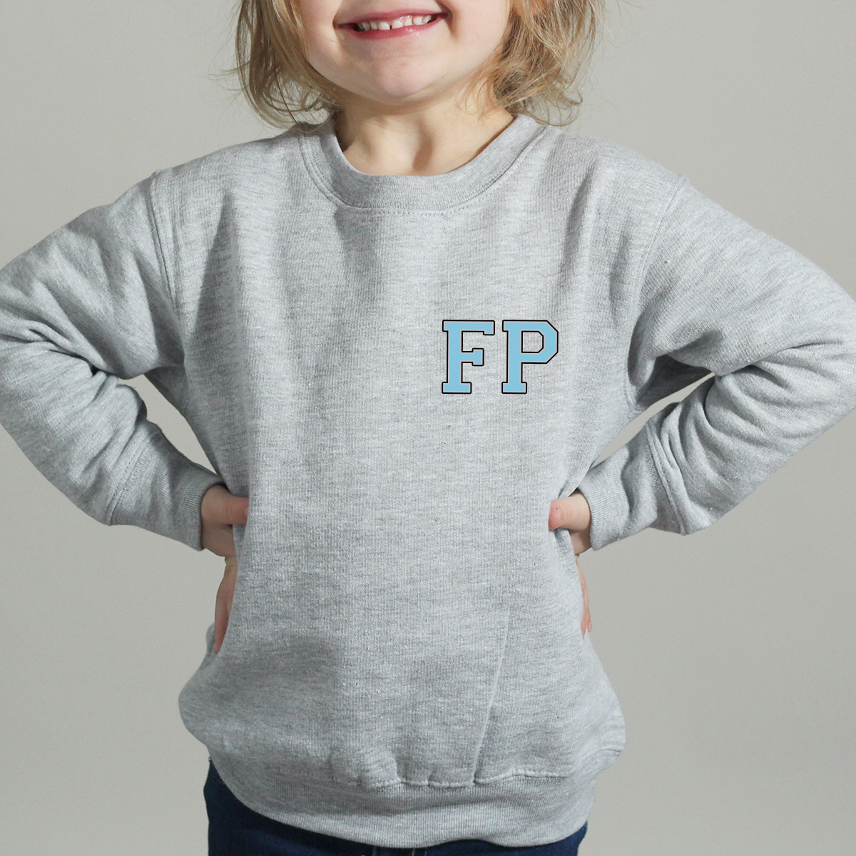 MiniVIP© Personalised Varisty Letters Grey Sweatshirt
