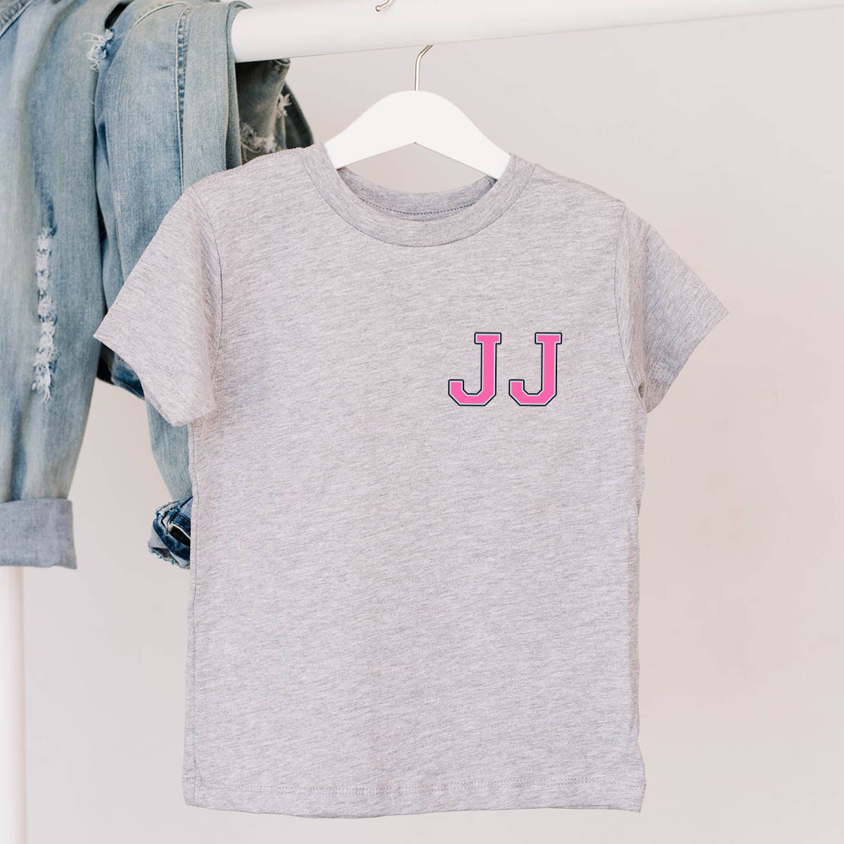 MiniVIP© Personalised Varisty Letters Grey T-Shirt
