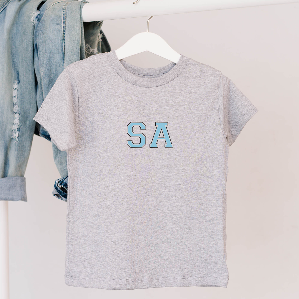 MiniVIP© Personalised Varisty Letters Grey T-Shirt