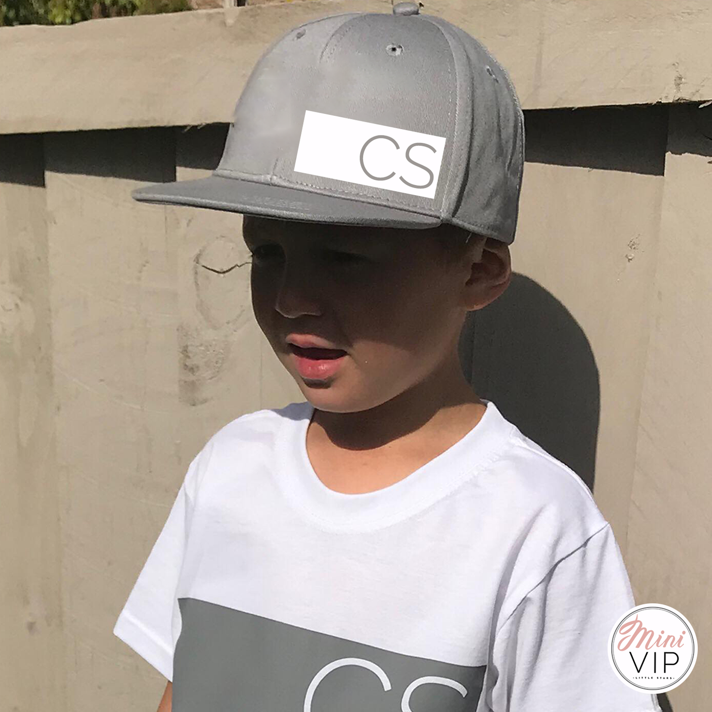 Personalised Grey/White Stripe Snap Back Cap - 3 different size options