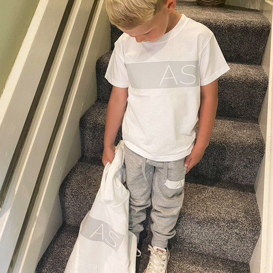 Personalised Grey/White Tracksuit Lounge Set  -MiniVIP