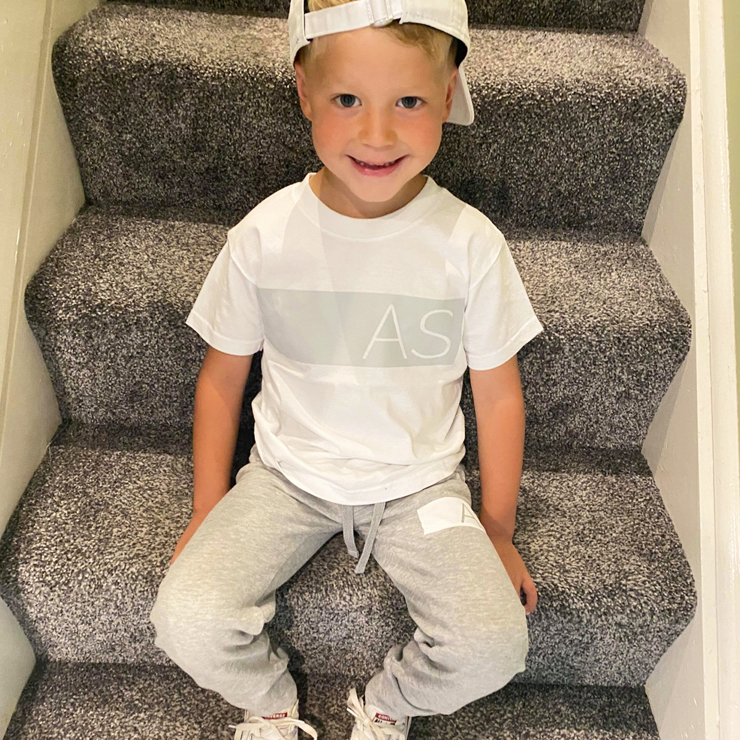 Personalised Grey/White Tracksuit Lounge Set -MiniVIP