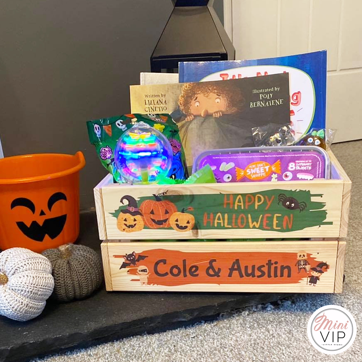 Personalised Halloween Wooden Crate - perfect for Tricks & Treats!