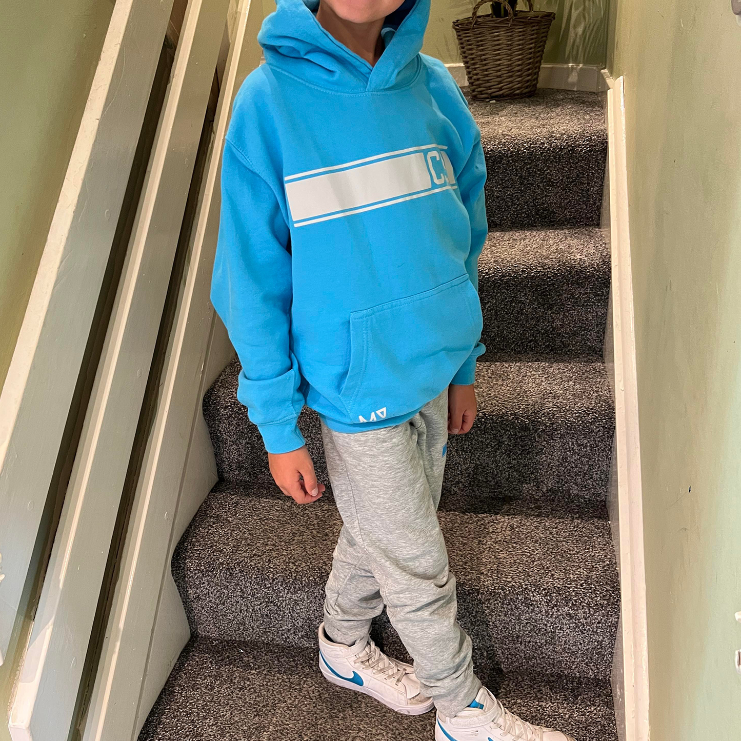 Personalised Grey & Blue MiniVIP© NEW Block Tracksuit Lounge Set
