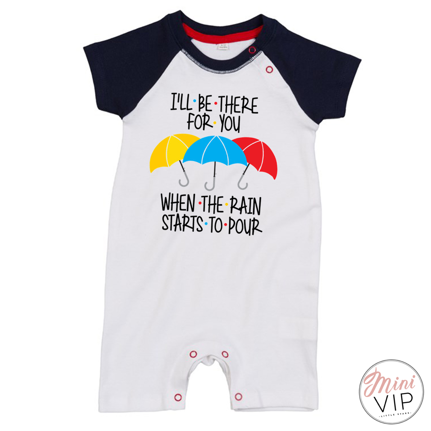 I'll Be There For You - Navy/White Baseball Romper Suit