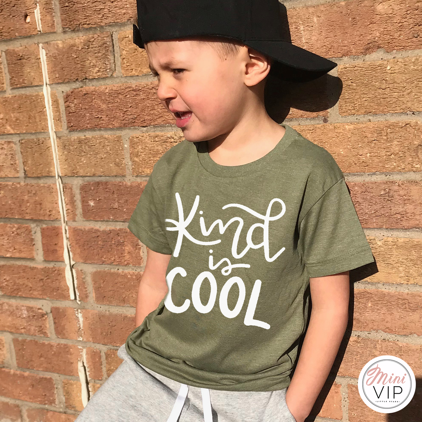 Kind is Cool khaki t-shirt