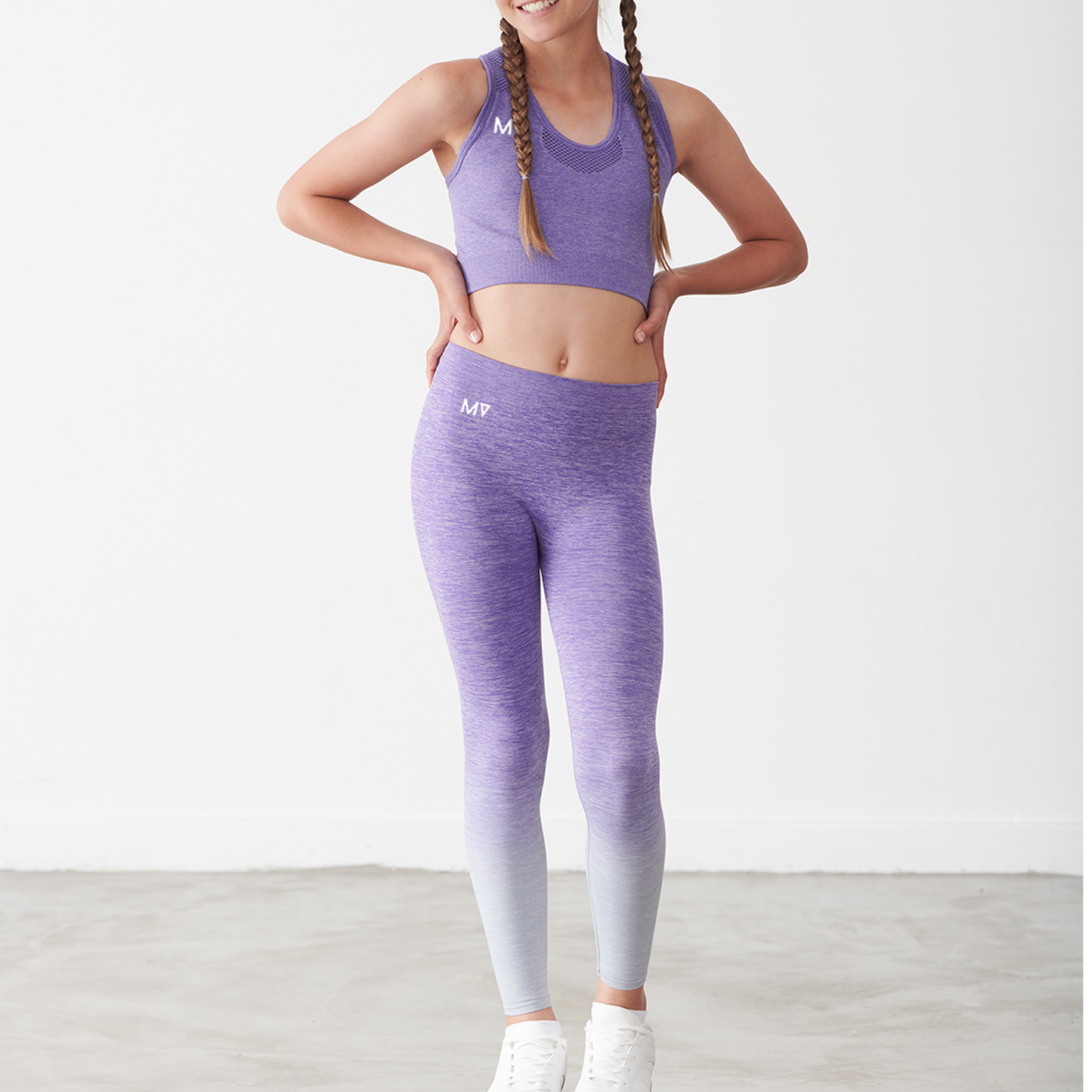 Girls MV Lilac Legging & Crop Top Sports Set