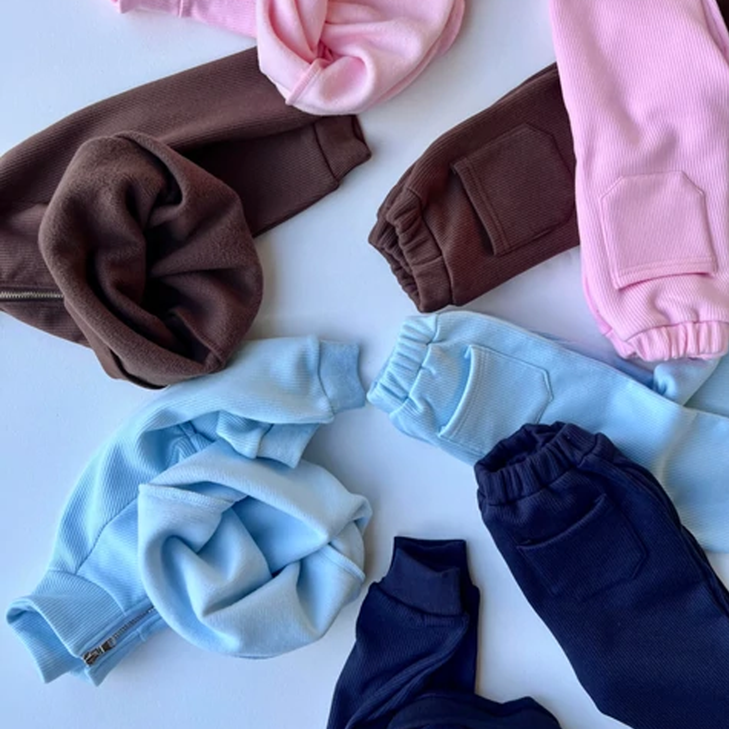 Embroidered Fleece Lined Baby Blue Ribbed Tracksuit (CURRENTLY OUT OF STOCK)