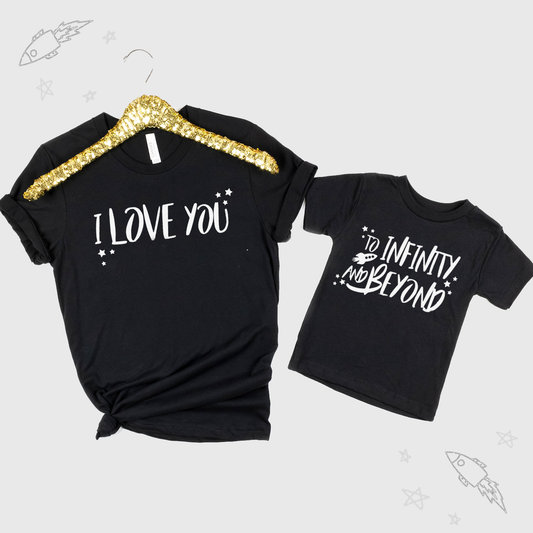 I Love You - To Infinity & Beyond Black Twinning T-Shirts