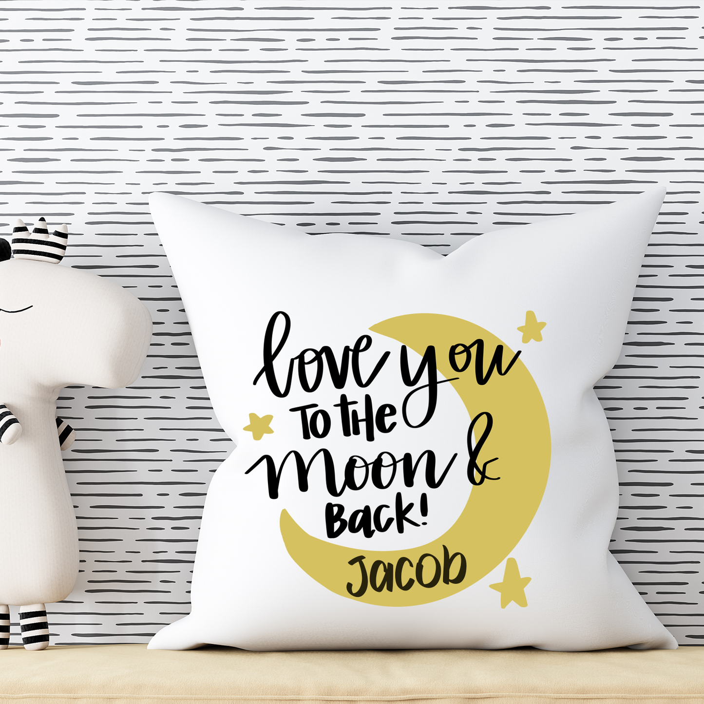 Personalised Love You To The Moon Cushion - Kids Bedroom Gift