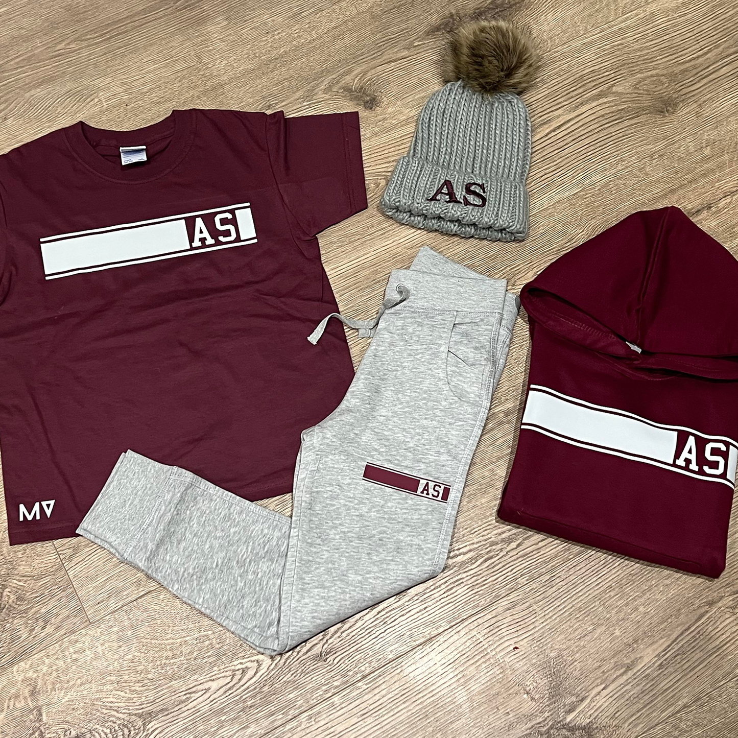 Personalised Maroon & Grey MiniVIP© Block Tracksuit Lounge Set