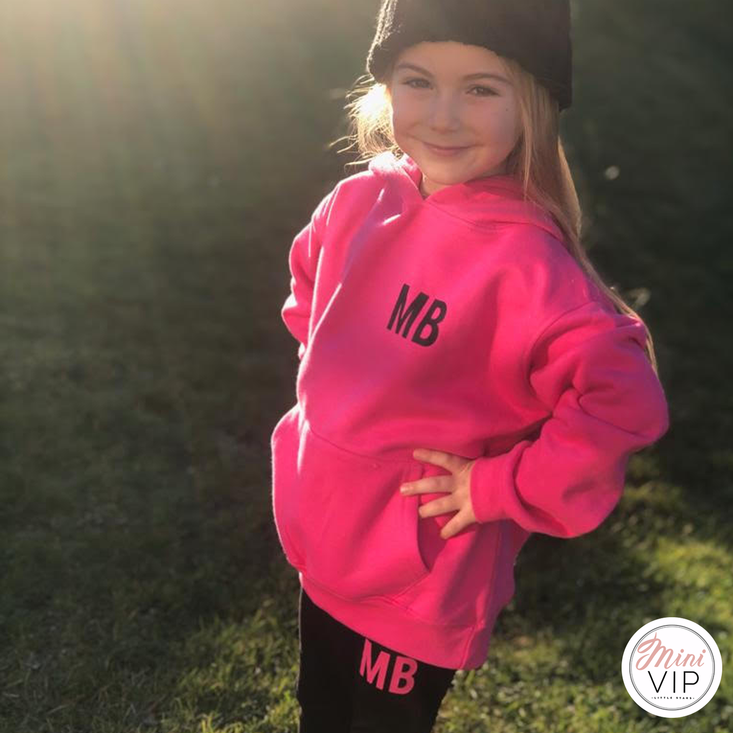 Personalised Black/Pink Initials Outfit Millie Lounge Set