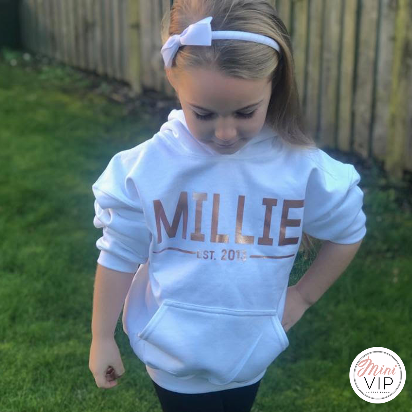 Personalised Est. White Hoodie - Rose Gold