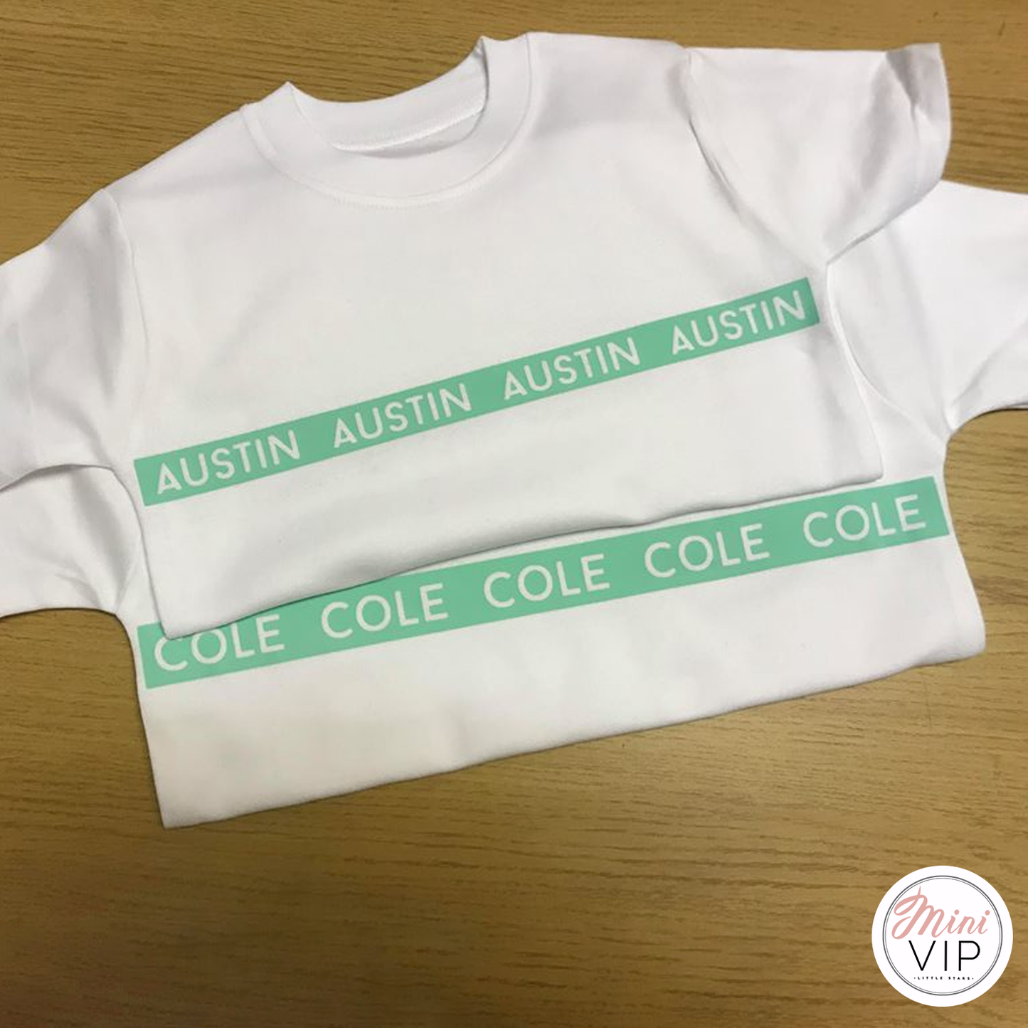 Personalised Mint Stripe White T-Shirt