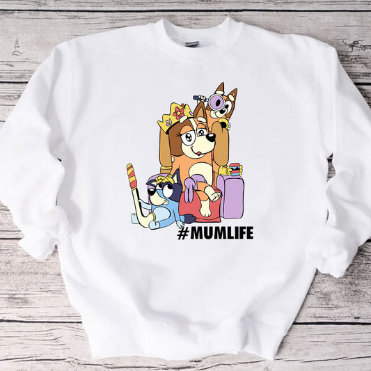 MUMLIFE cute Bluey White Sweatshirt