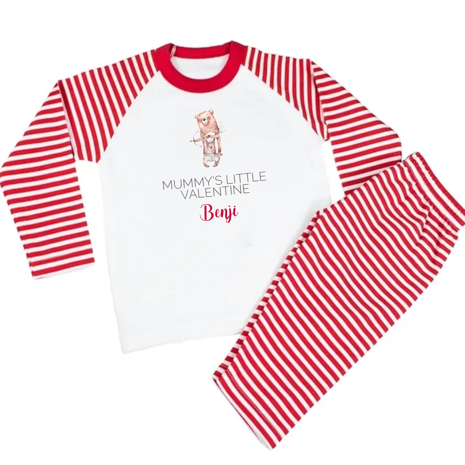 Personalised Cupid Little Valentine Red PJS Pyjamas ShopMiniVIP