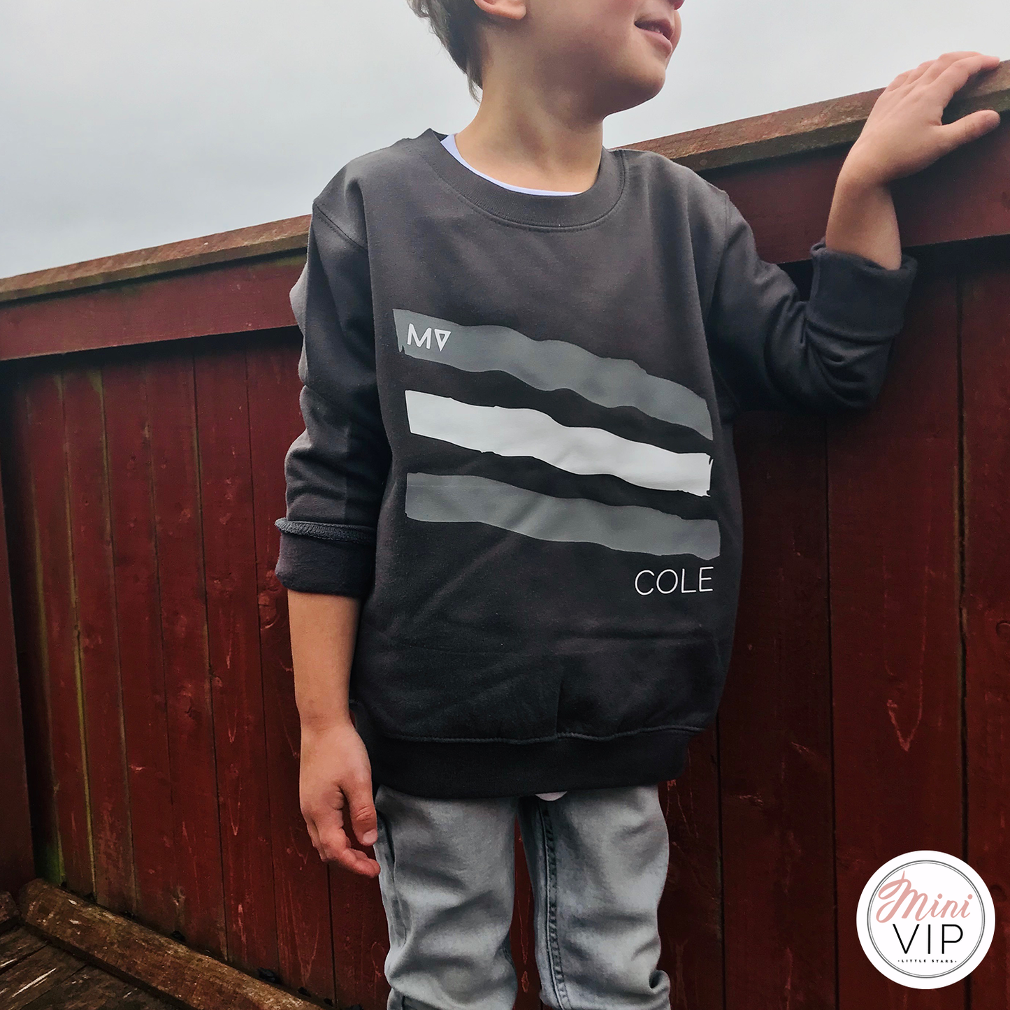 MV Paint Strips Personalised Charocal Grey Sweatshirt