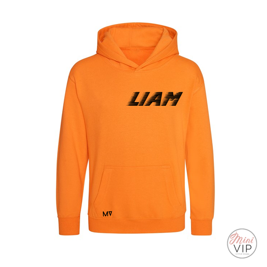 Personalised Orange Speed Way Print Mini VIP Hoodie