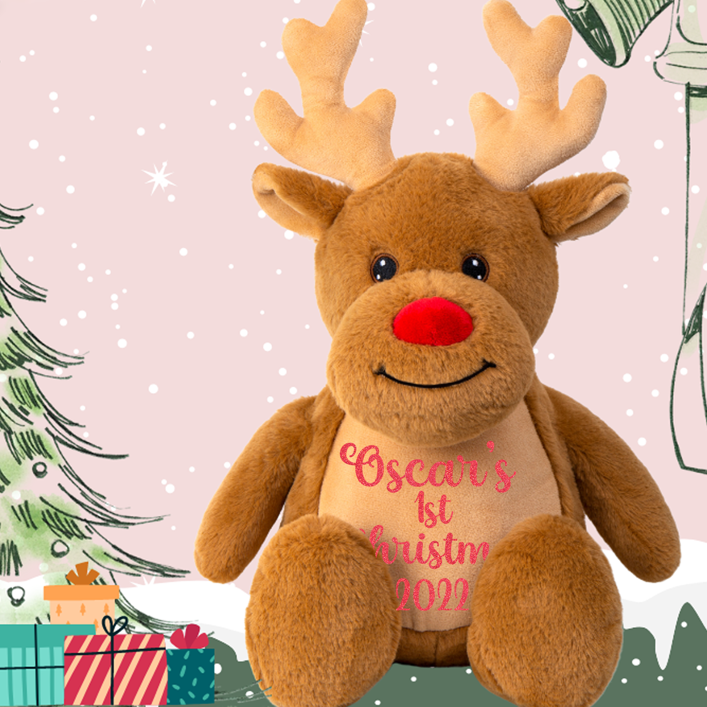Personalised 1st Christmas Reindeer Teddy