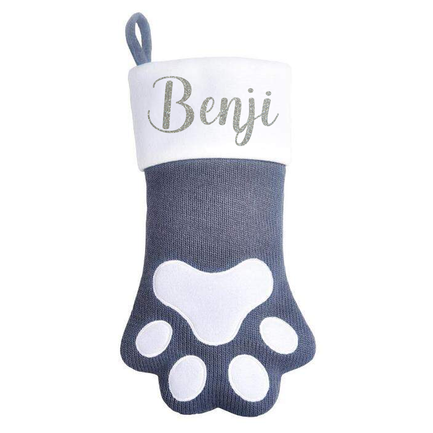 Deluxe Dark Grey Pet Personalised Paw Stocking