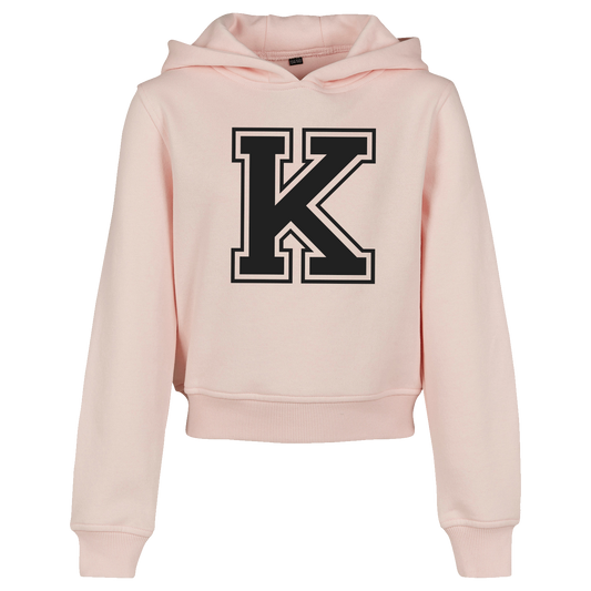 Personalised Varsity Initial Girly Crop Hoodie