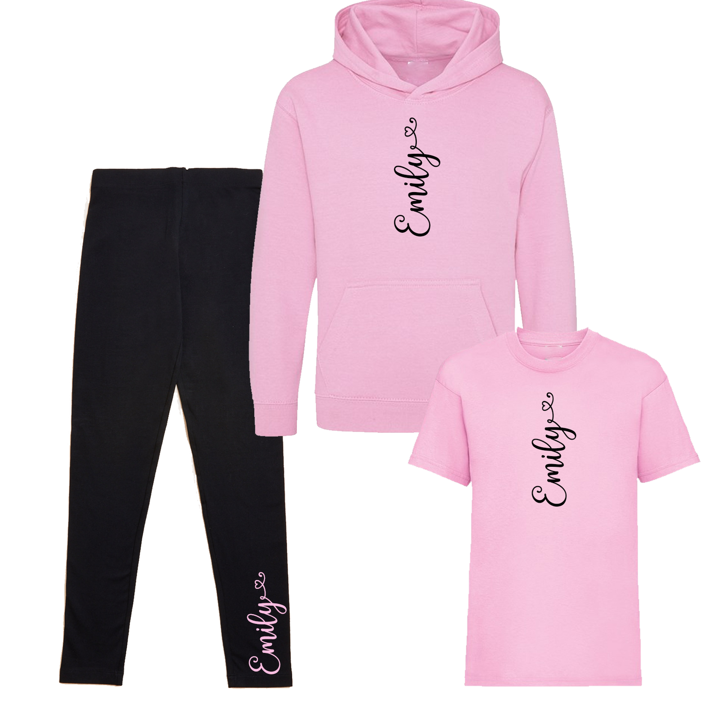 Personalised Vertical Script Name - Black & Pink Set