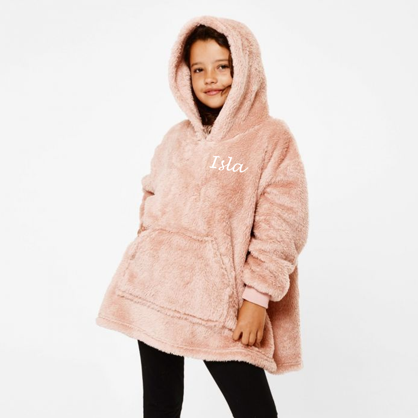 Personalised Kids Cosy Teddy Fleece Blanket Hoodie - available in a choice of 2 colours