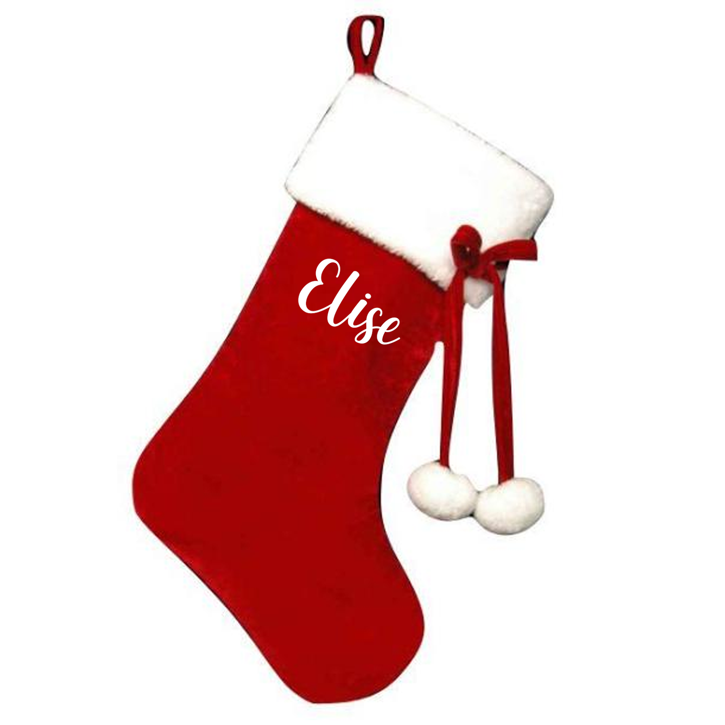 Red Deluxe Pom Pom Personalised Stocking