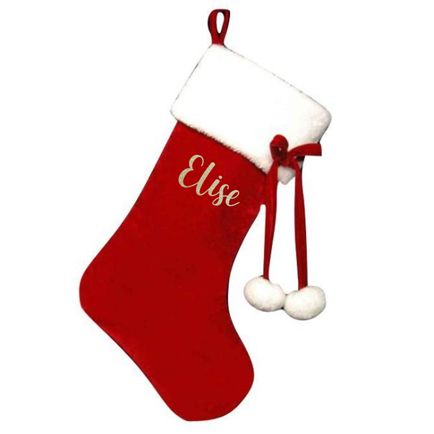 Red Deluxe Pom Pom Personalised Stocking