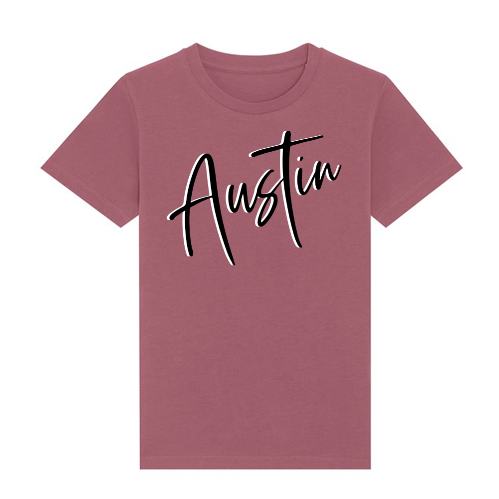 Personalised Shadow Script Name - 100% Organic Cotton T-Shirt!