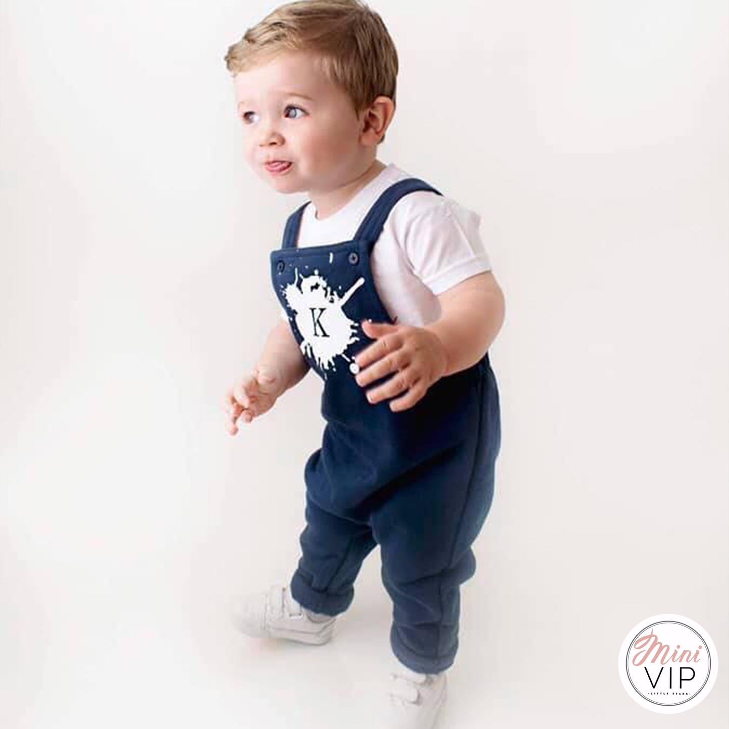 Paint Splat Initial Navy Dungarees