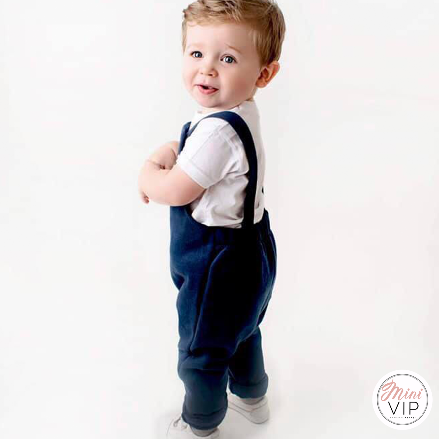Paint Splat Initial Navy Dungarees