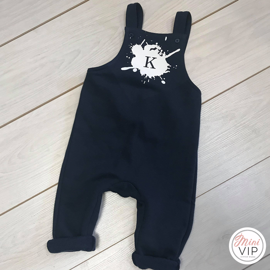 Paint Splat Initial Navy Dungarees