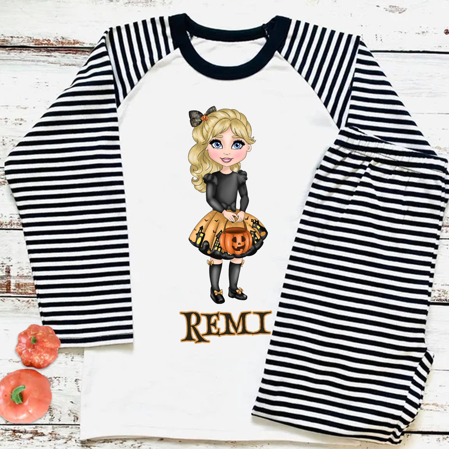Personalised Girly Pumpkin Character Halloween PJS Pyjamas