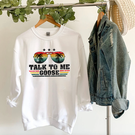 Talk To Me Goose Summer Vibes White Sweatshirt