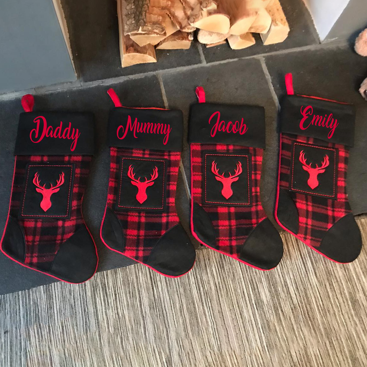 Tartan Stag Head Personalised Stocking