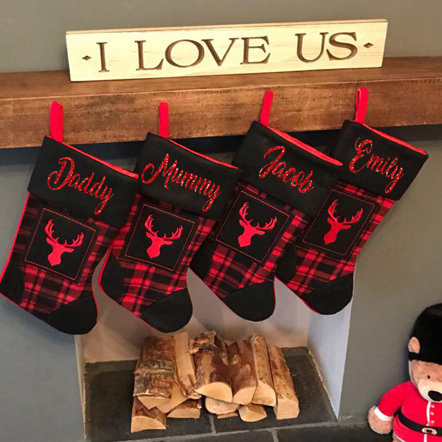 Tartan Stag Head Personalised Stocking