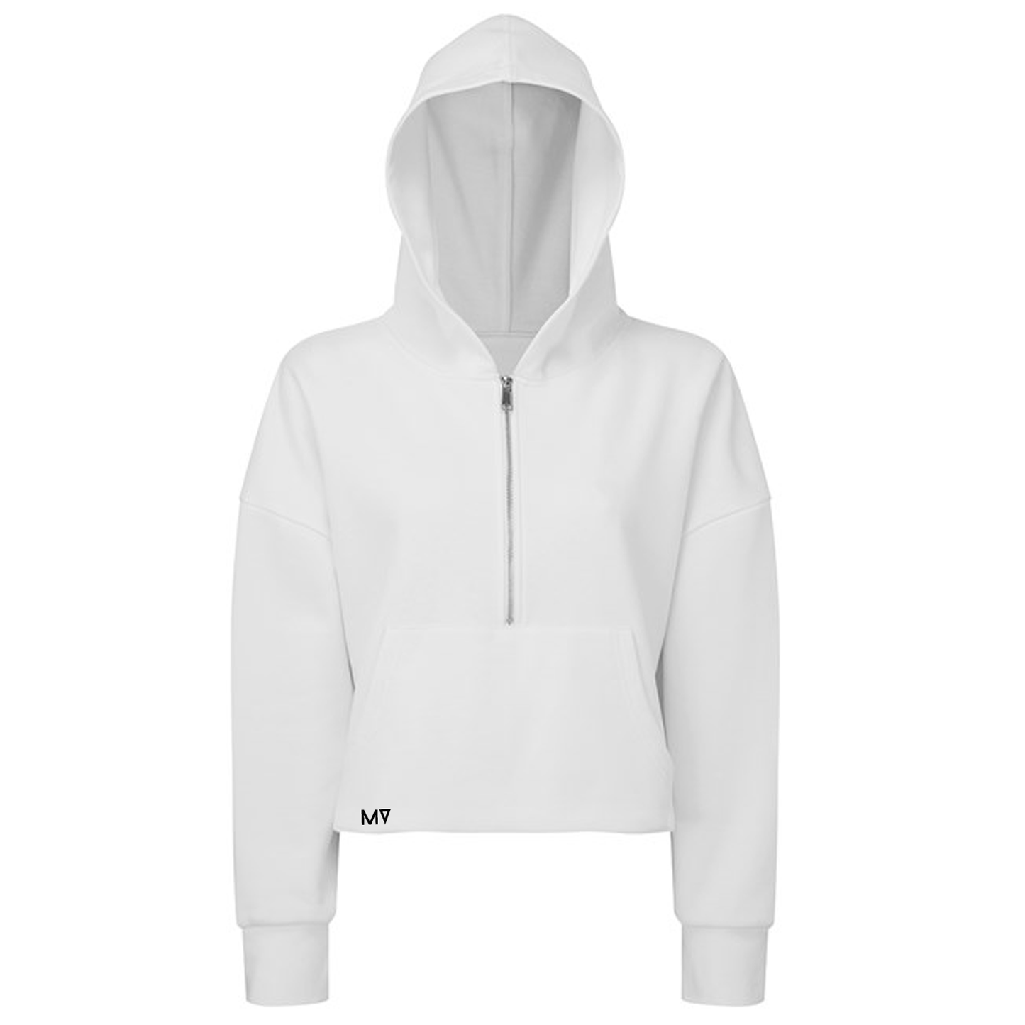 Ladies MV 1/4 Zip Cropped Hoodie - white