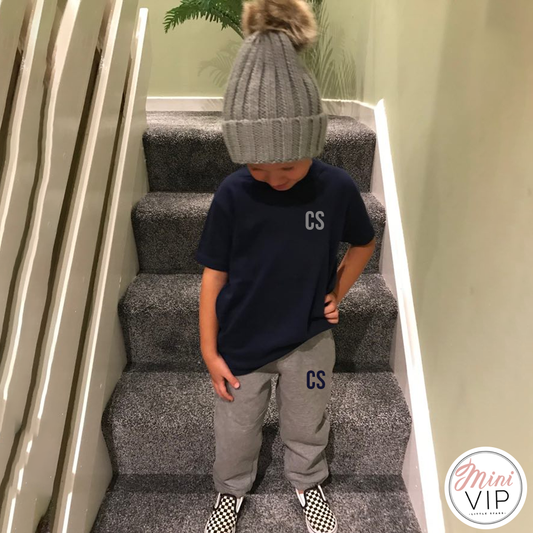 Personalised Navy/Grey Tracksuit Lounge Set