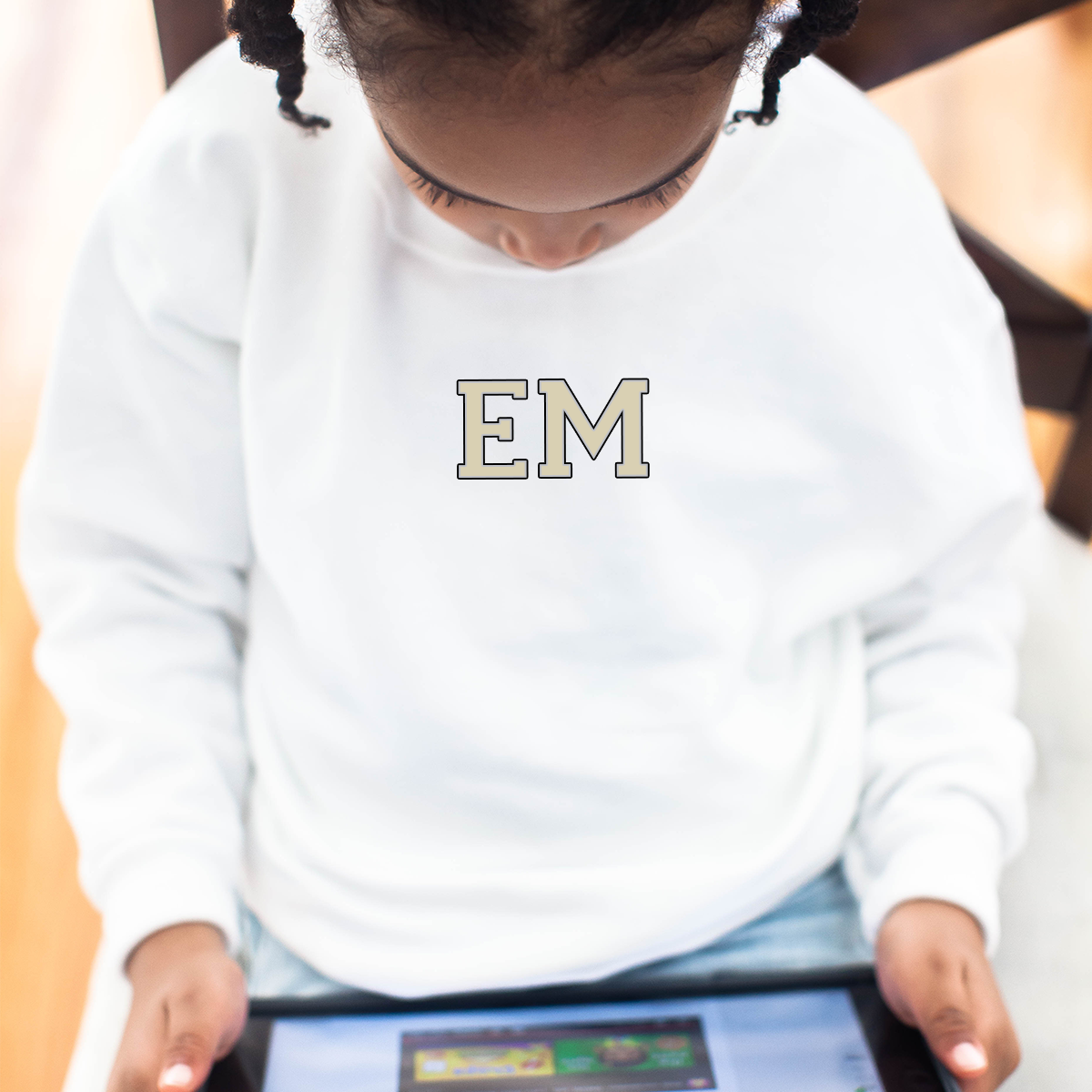 MiniVIP© Personalised Varisty Letters White Sweatshirt