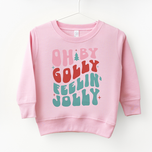 Oh By Golly Feelin' Jolly Christmas Retro Style Pink Sweatshirt / Jumper