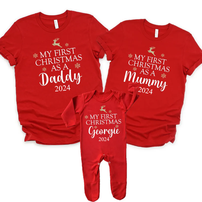 First Christmas Family Twinning Red - As Mummy As Daddy - Personalise to suit!